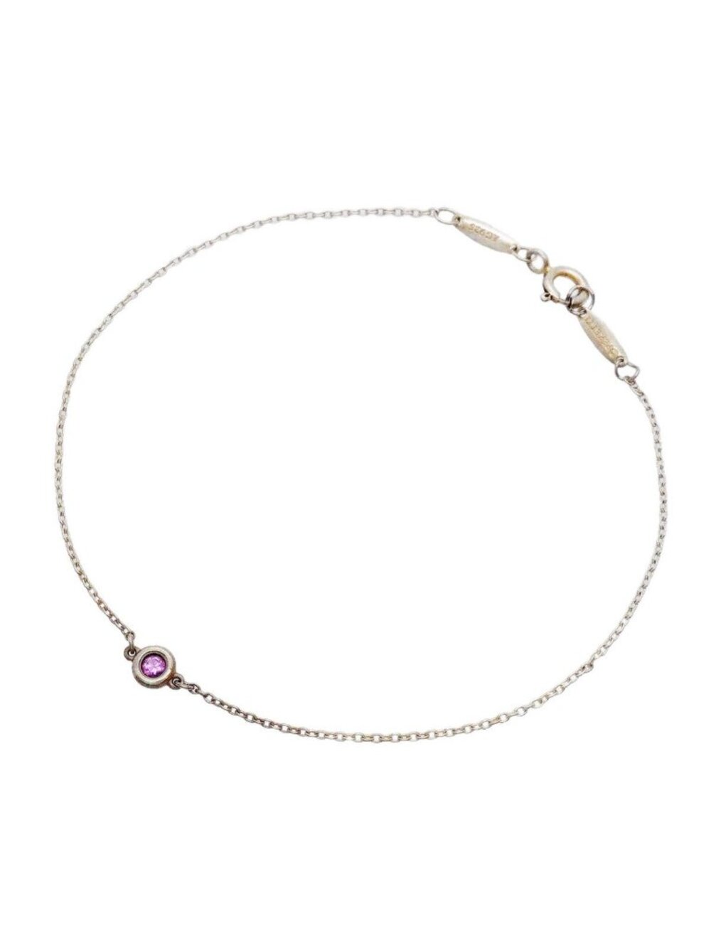 Tiffany & Co Bracelet by the Yard 925 Sterling Silver Pink Sapphire